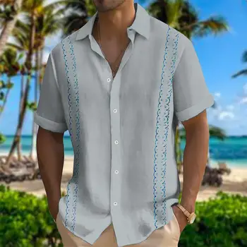 Повседневная мужская рубашка 2024 года с 3D принтом, гавайская рубашка, мужская одежда оверсайз, модные мужские рубашки, простые рубашки с короткими рукавами, мужские