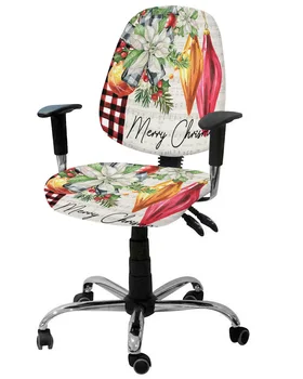 Рождественская Сосновая хвоя Пуансеттия Эластичный Чехол для компьютерного кресла Съемный чехол для офисного кресла Разъемные Чехлы для сидений