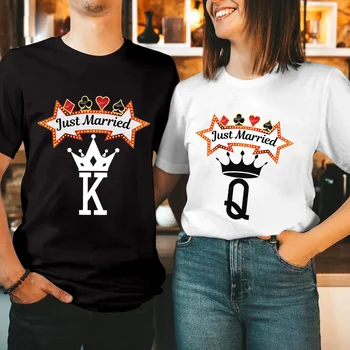 Рубашка для молодоженов, свадебная футболка для жениха и невесты, объявление о побеге, футболка для короля и королевы, футболки для молодоженов с коротким рукавом