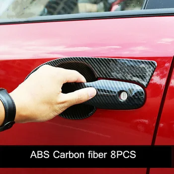 Ручка Крышки Двери автомобиля с двойным отверстием Сменная отделка 8ШТ ABS Черные автомобильные Аксессуары в стиле углеродного волокна Совершенно Новый