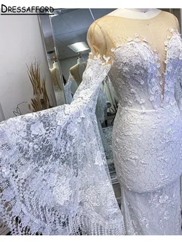Свадебное платье трапециевидной формы в стиле бохо с открытой спиной, платье невесты с длинным рукавом, свадебные платья на заказ, Vestido De Noiva