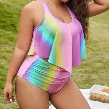 Сексуальные пляжные купальники женские бикини градиент цвета Сексуальный цельный купальник бикини больших размеров