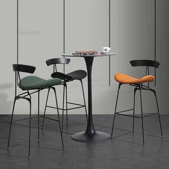современные минималистичные барные стулья Легкий Роскошный домашний барный стул с высокой ножкой для кухни, кафе, барный стул со спинкой, скандинавская барная мебель Z