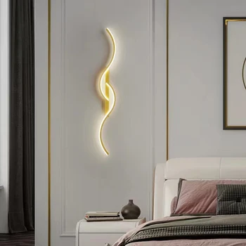Современный светодиодный настенный светильник с минималистичной длинной полосой, пульт дистанционного управления для спальни, прикроватной тумбочки, дивана для гостиной, домашнего внутреннего освещения