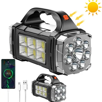 Солнечный светодиодный фонарик COB, Фонарь для кемпинга, Рабочий фонарь, USB-зарядка, фонарь, Водонепроницаемый Портативный прожектор, блок питания на открытом воздухе