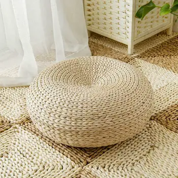 Соломенный пуф в японском стиле, коврик для украшения дома, Татами, Плетеная из соломы подушка-татами ручной работы, Твердая текстура