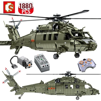 Технические Электрические вертолеты SEMBO, Строительные блоки, Военный радиоуправляемый самолет Moc Expert, Кирпичи 
