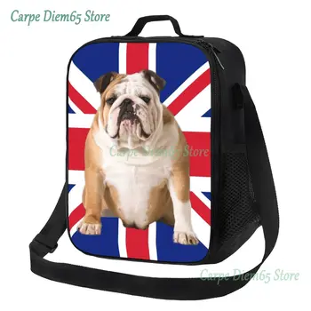 Утепленные сумки для ланча с английским бульдогом Юнион Джек для работы и школы, Патриотический ланч с собакой под Британским флагом, Герметичный ланч-бокс с термоохлаждением