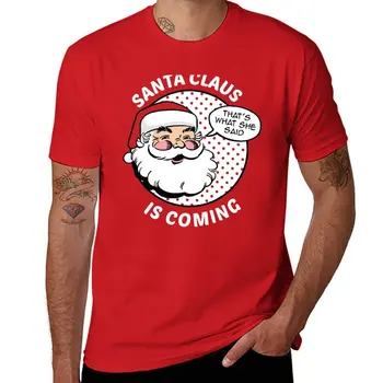 Футболка с Санта-Клаусом грядет, великолепная футболка, мужские футболки для мужчин