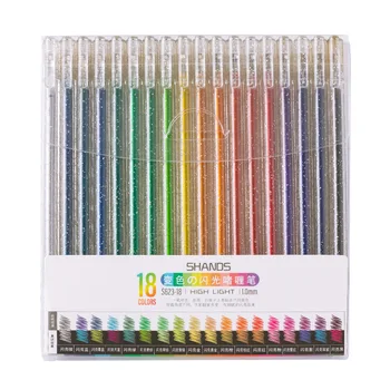 Цветная гелевая ручка 18 блестящих цветных акцентных знаков Граффити 1,0 ММ Милый набор канцелярских принадлежностей Школьные принадлежности
