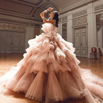 Элегантные выпускные платья без рукавов из розового тюля трапециевидной формы с открытыми плечами, пышные выпускные вечерние платья vestidos de noche 2023